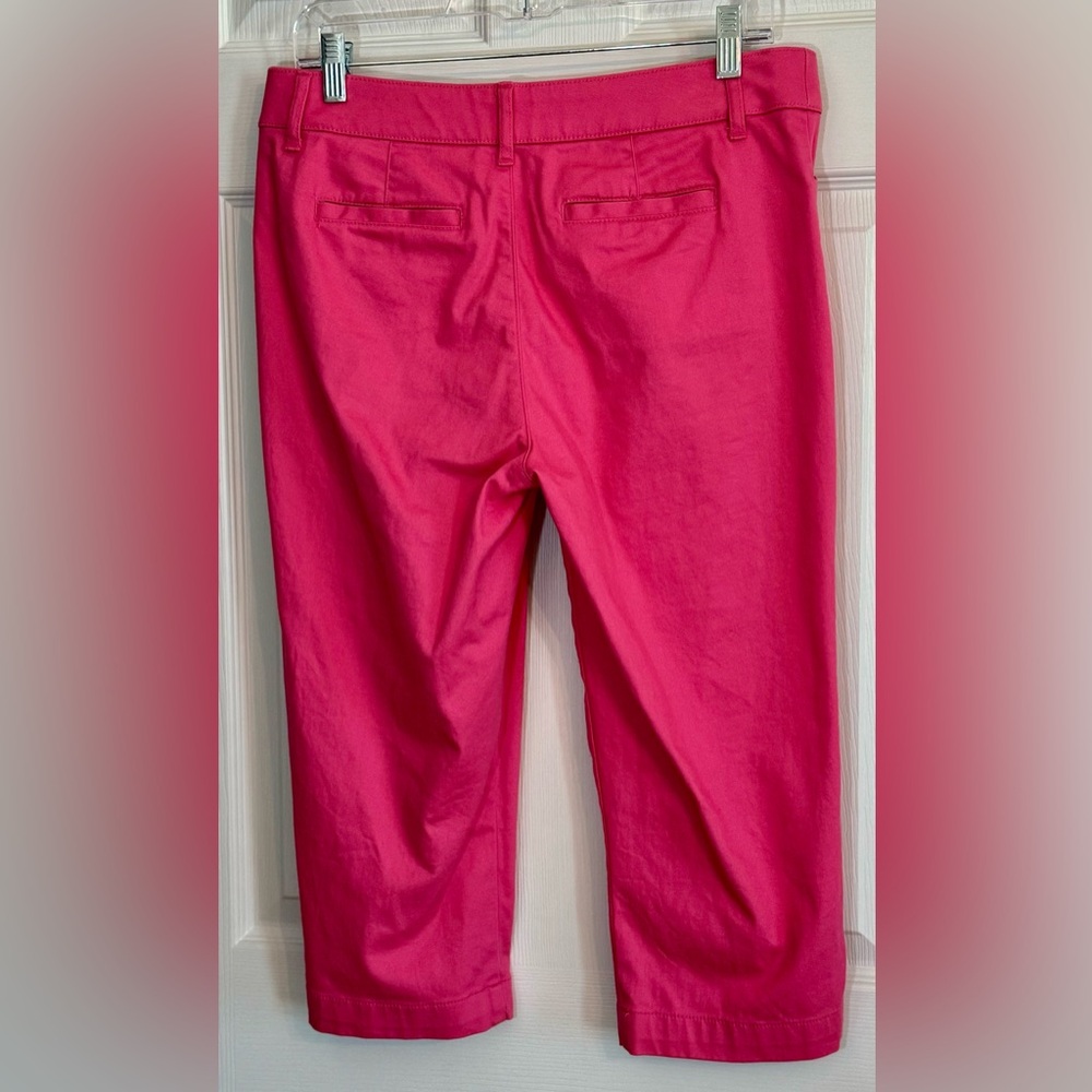 Hot Pink Barbie Preppy Chinos Cotton Spandex Capris Summer Colorful Pants Size 8 - Picture 2 of 8